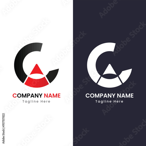 CA or AC Creative Modern Letters Logo Design Red Black White