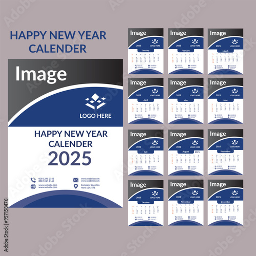 Obraz na płótnie Calender 2025 Template Calender design month calender year w salonie