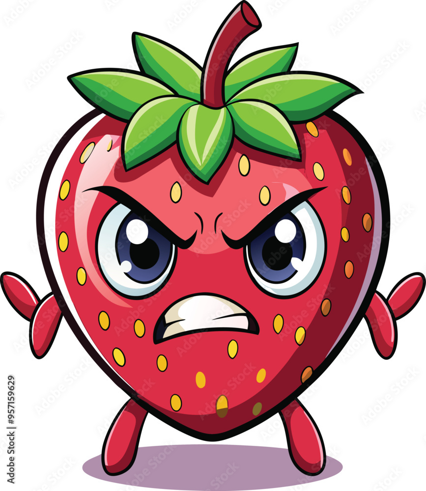 Obraz premium Cute Cartoon isolated Strawberry | with a sunglass & Christmas hat and siting on Easter egg