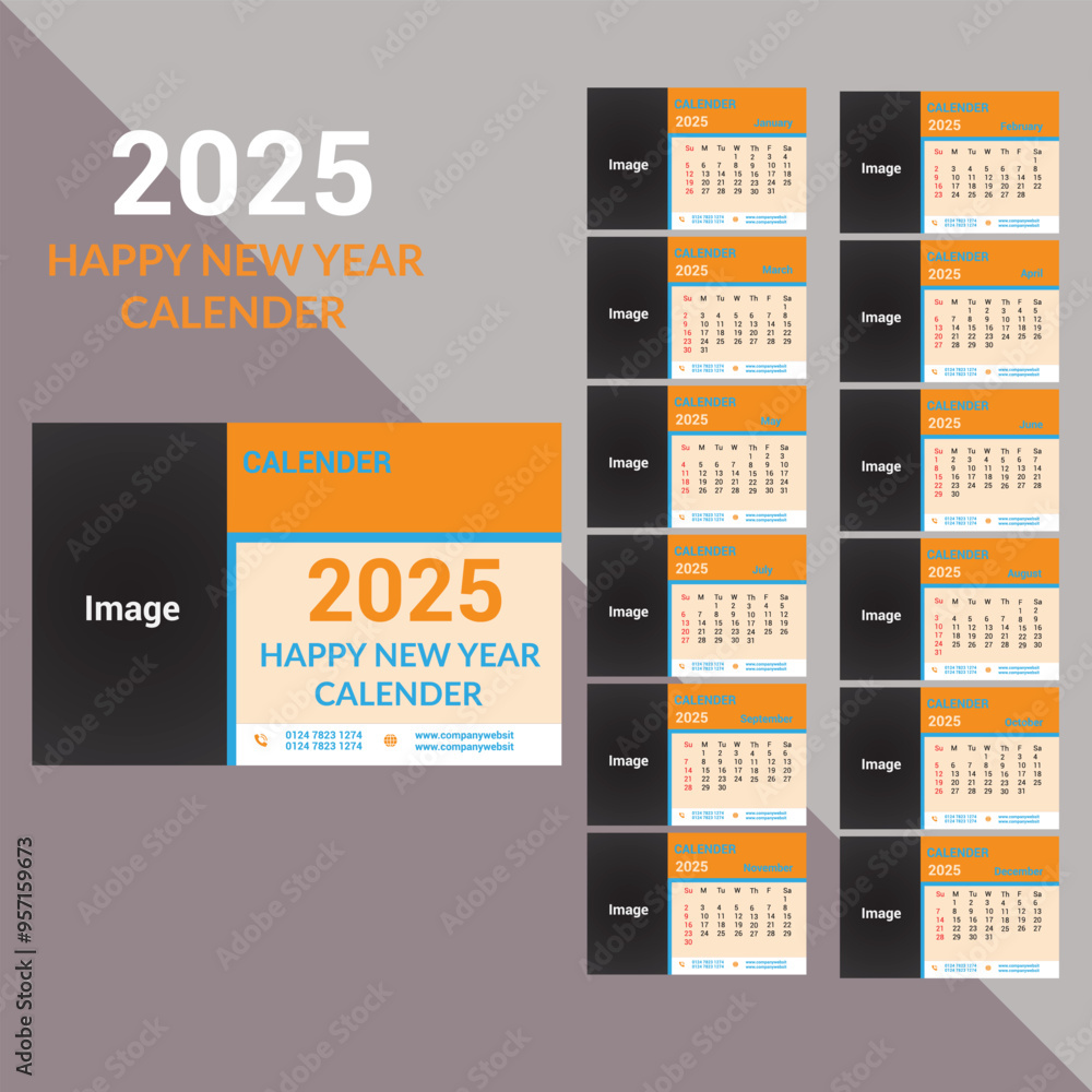 tabel calender Free vector design 2025