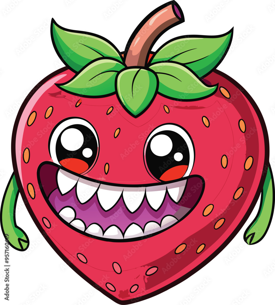 Obraz premium Cute Cartoon isolated Strawberry | with a sunglass & Christmas hat and siting on Easter egg