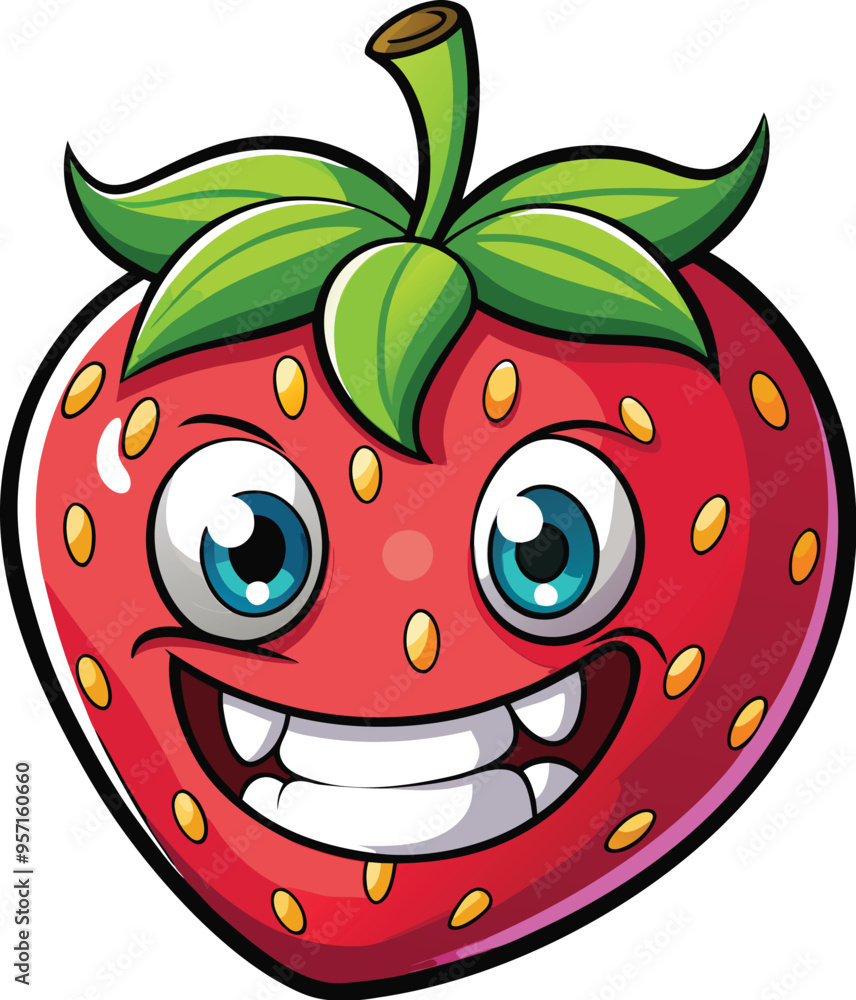 Obraz premium Cute Cartoon isolated Strawberry | with a sunglass & Christmas hat and siting on Easter egg