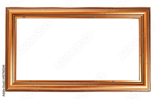 Copper frame with patterns isolated on transparent background 