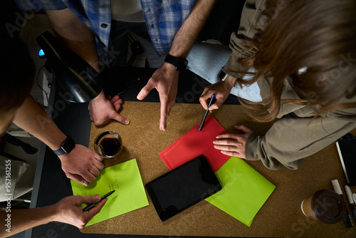 Overhead View of a Collaborative Workspace photo