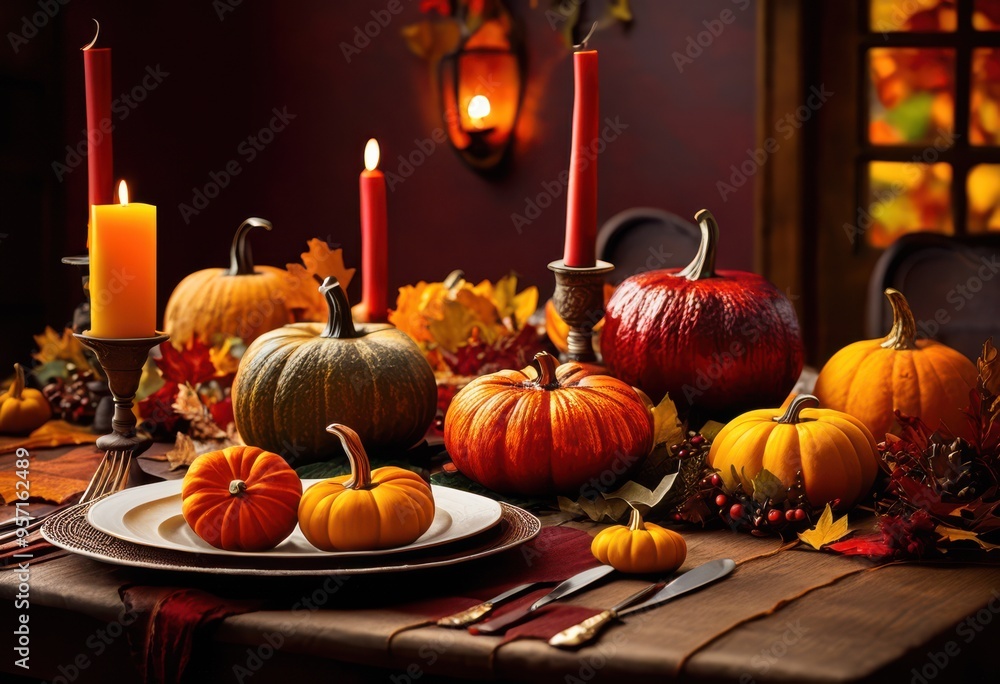 vibrant autumn table setting featuring seasonal produce rich colors textures cozy dining experience, colorful, decor, harvest, dinner, centerpiece, leaves vibrant autumn table setting featuring seasonal produce rich colors textures cozy dining experience, colorful, decor, harvest, dinner, centerpiece, leaves