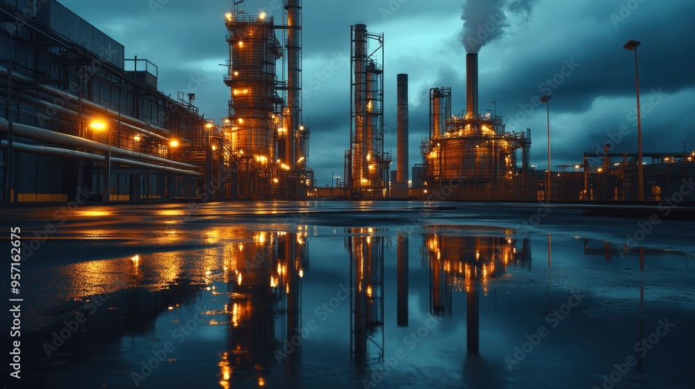 Fototapeta premium Industrial Complex at Dusk