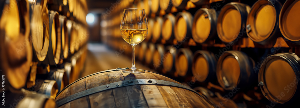 Golden Elegance: Capturing the Craftsmanship and Tradition of Winemaking in a High-Resolution Image Golden Elegance: Capturing the Craftsmanship and Tradition of Winemaking in a High-Resolution Image
