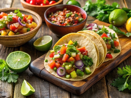 Zesty tangy lime cilantro salsa and taco toppings