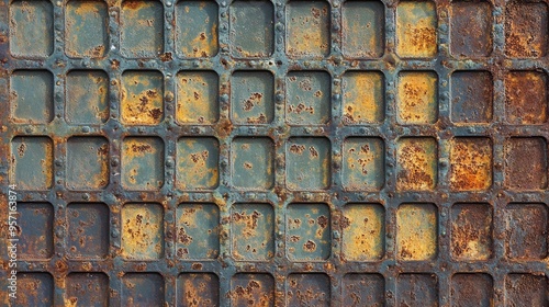 Weathered Industrial Grid: Abstract Patterns of Rust and Wear