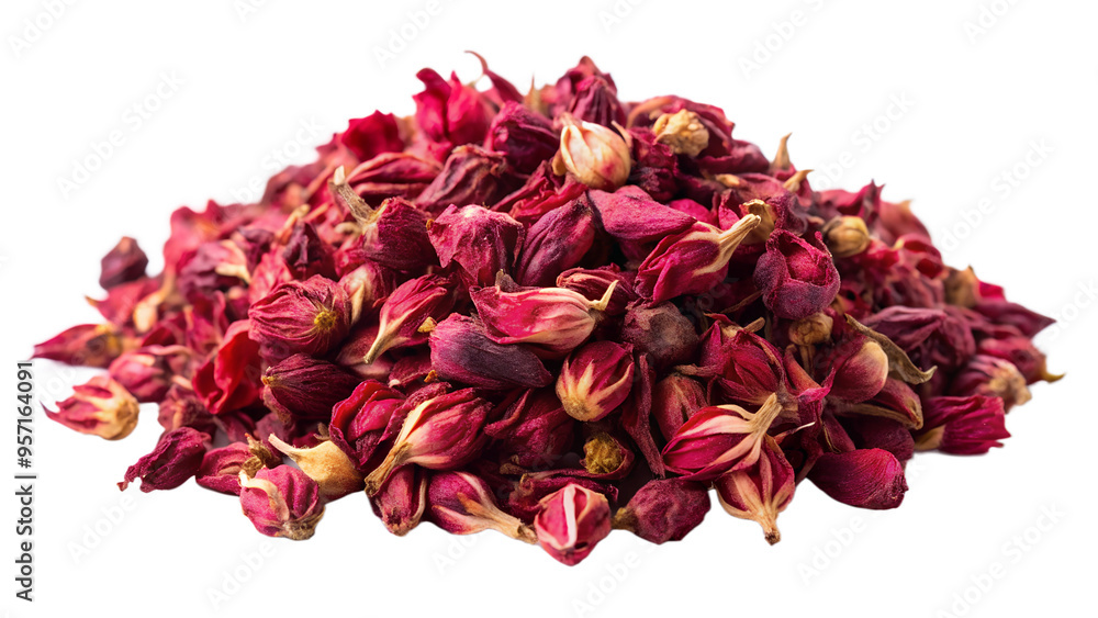 Aromatic Dry red bud flower and petal for making tea isolated on transparent background Aromatic Dry red bud flower and petal for making tea isolated on transparent background