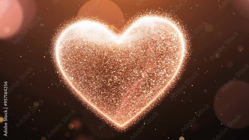 Rose Gold Particle Love Heart with Elegant Bokeh Glow Rose Gold Particle Love Heart with Elegant Bokeh Glow