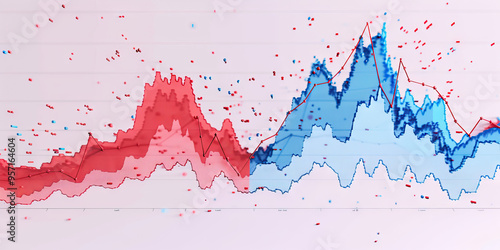 Unemployment Rate Over Time: Red & Blue Line Graph photo