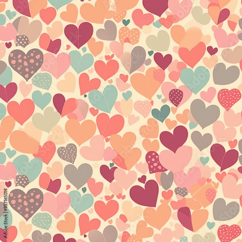 Wallpaper Mural seamless pattern of multicolored hearts on light background in pastel colors Torontodigital.ca