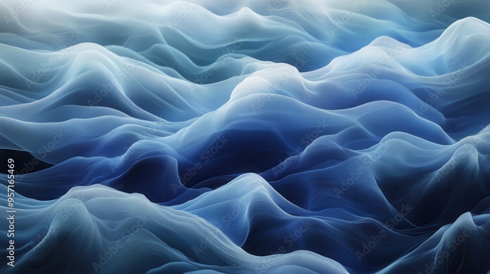 Abstract flowing waves in shades of blue and white Abstract flowing waves in shades of blue and white