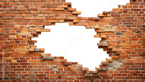 Destroyed brick wall cut out. Isolated on transparent background © Vladyslav Tykhonov