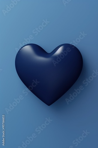 Navy Blue heart isolated on background, flat lay, vecor illustration photo