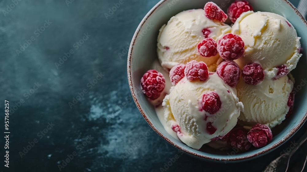 Ice cream composition on a bowl Ice cream composition on a bowl
