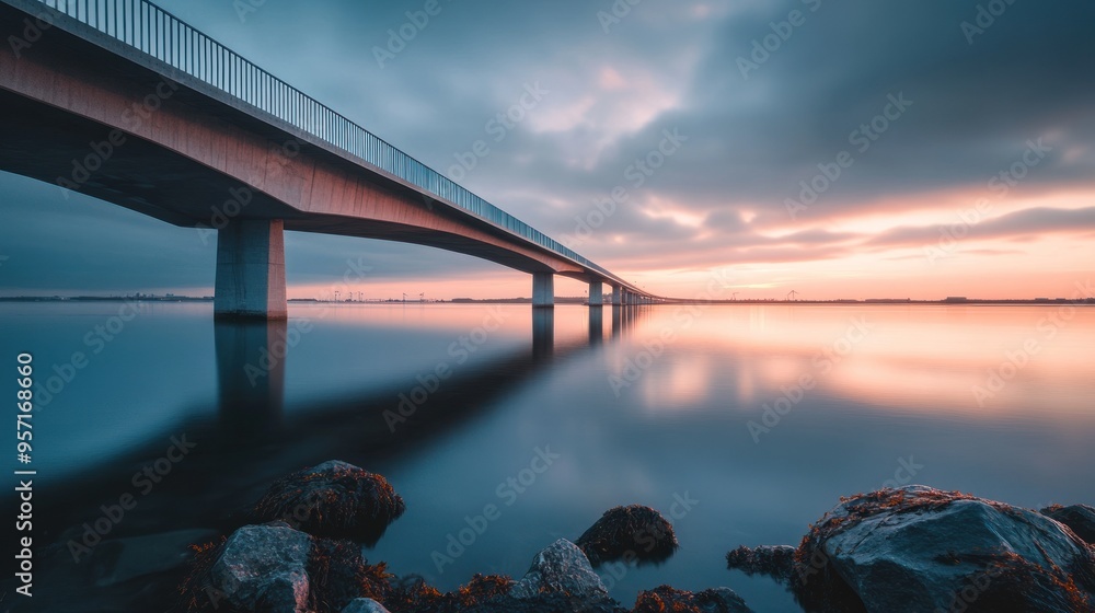 Fototapeta premium Bridge over Water with a Stunning Sunrise
