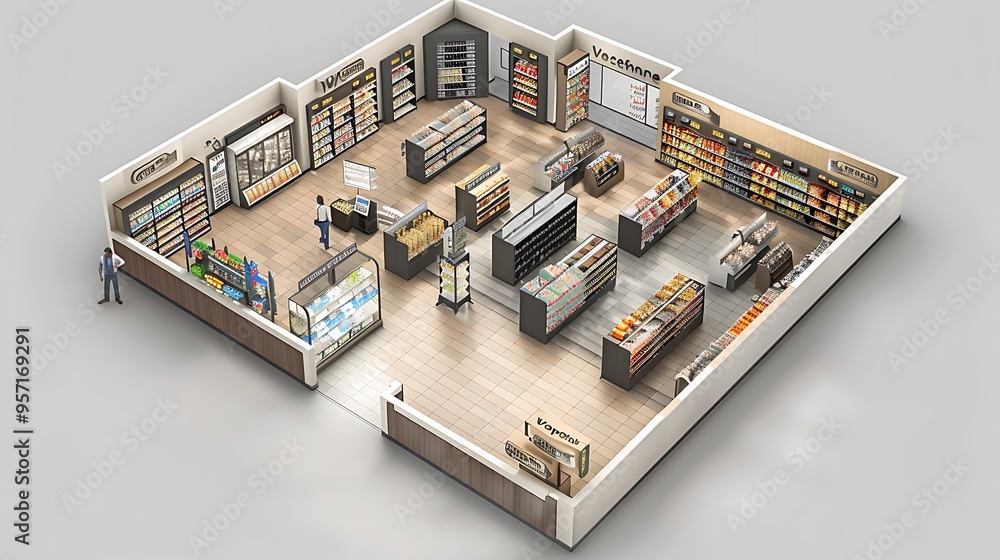 A retail chain layout that can be adapted to various store sizes, designed with flexibility and efficiency in mind A retail chain layout that can be adapted to various store sizes, designed with flexibility and efficiency in mind
