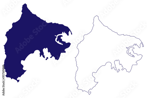 Tierra Bomba island (Republic of Colombia, Cenrtal America, Caribbean islands) map vector illustration, scribble sketch Isla Tierra Bomba map