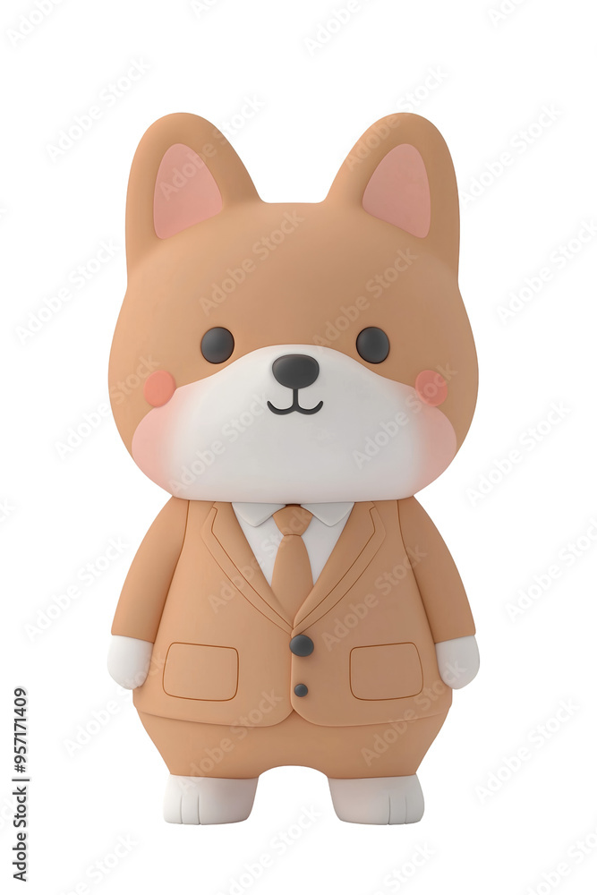Cute Dog Figurine in a Suit Standing Upright Cute Dog Figurine in a Suit Standing Upright