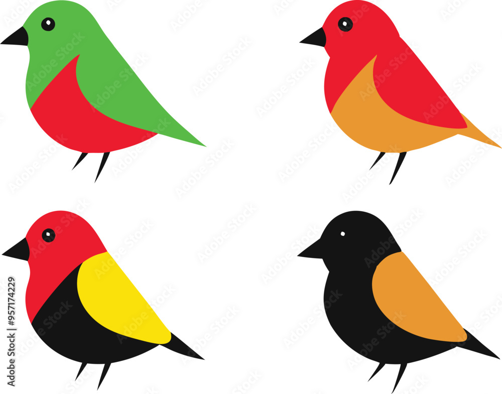 Fototapeta premium set of birds illustration 