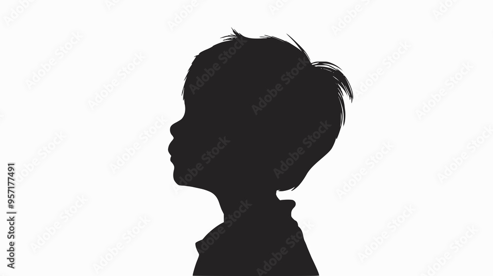 Vector side silhouette profile of a little child Vector side silhouette profile of a little child