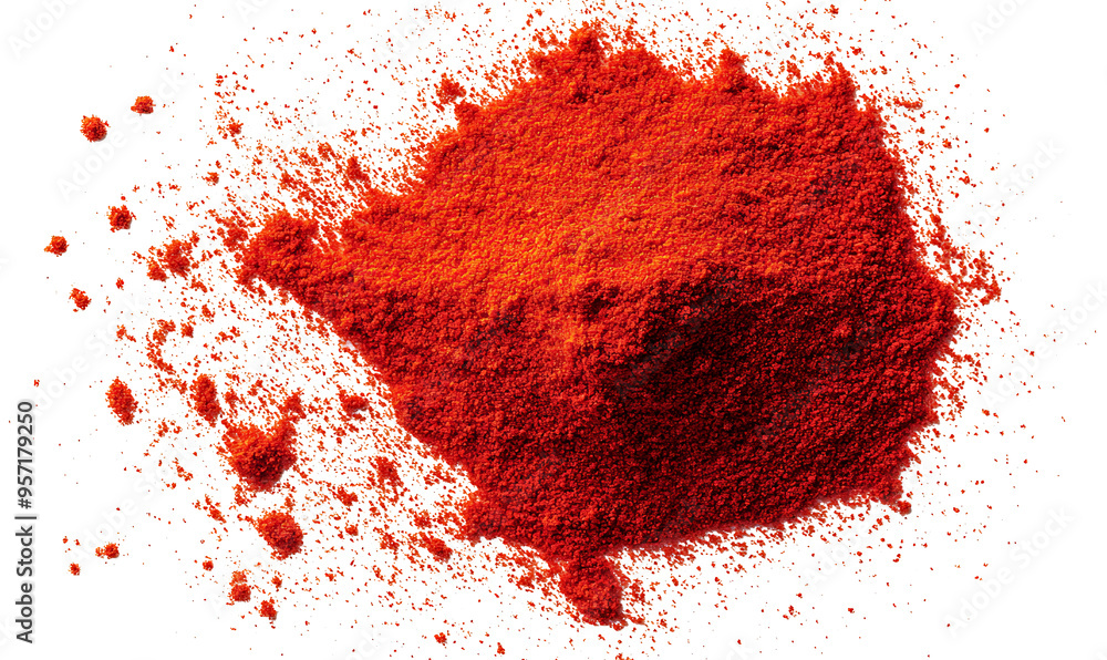 Pile red paprika powder isolated on PNG background Pile red paprika powder isolated on PNG background