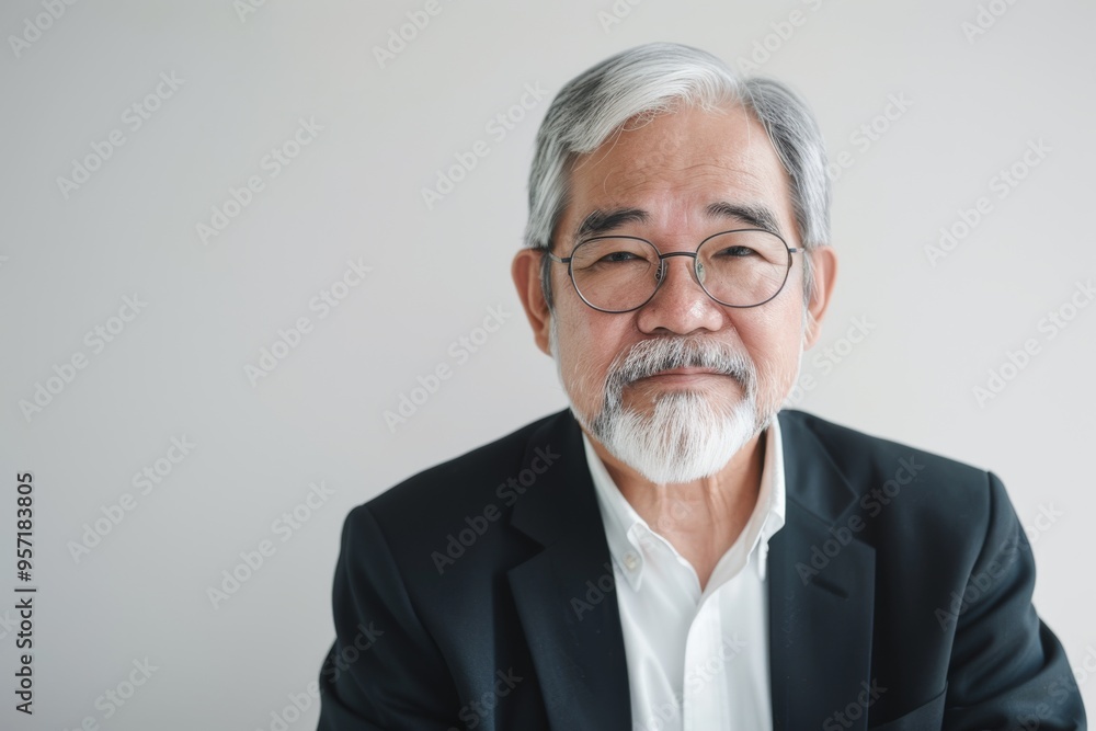 A smiling older man with a white beard and glasses, dressed in a black suit, exudes warmth and friendliness against a plain background. A smiling older man with a white beard and glasses, dressed in a black suit, exudes warmth and friendliness against a plain background.