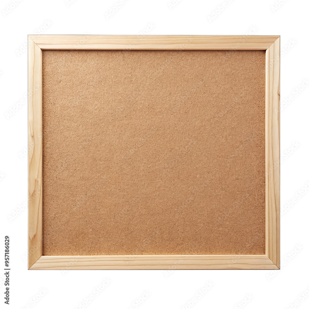 Fototapeta premium A corkboard with a wooden frame, isolated on a white background