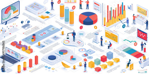 Industry Overview: An infographic of a specific industry, such as healthcare or technology, with colorful icons representing companies and their market share, conveying industry dynamics. photo