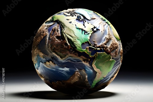 An imperfect, weathered earth globe, symbolizing the environmental challenges and the urgent need to protect and restore the planet. - Protect Earth/Earth Day/Protect Environment

 photo