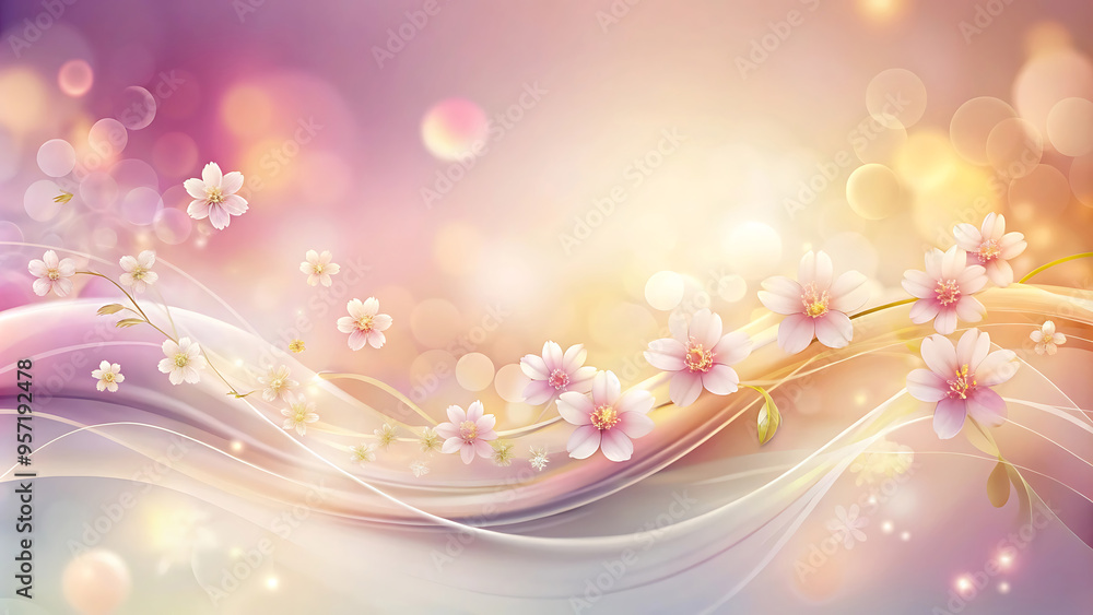 Soft Wave Abstract Background with Blurred Floral Elements