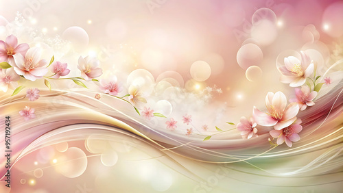 Soft Wave Abstract Background with Blurred Floral Elements