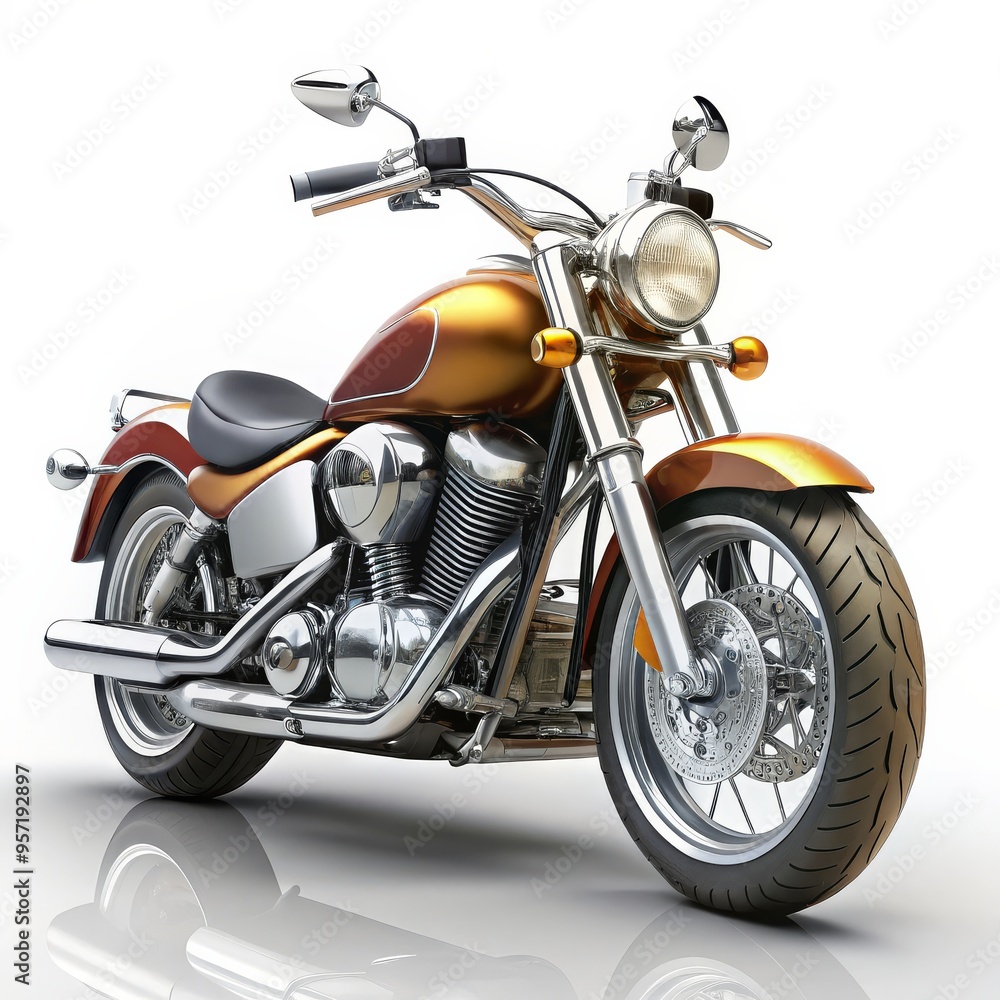 A 3D Rendered Chrome and Gold Motorcycle on a White Background, 3D Rendering, Chrome Motorcycle, Gold Motorcycle A 3D Rendered Chrome and Gold Motorcycle on a White Background, 3D Rendering, Chrome Motorcycle, Gold Motorcycle