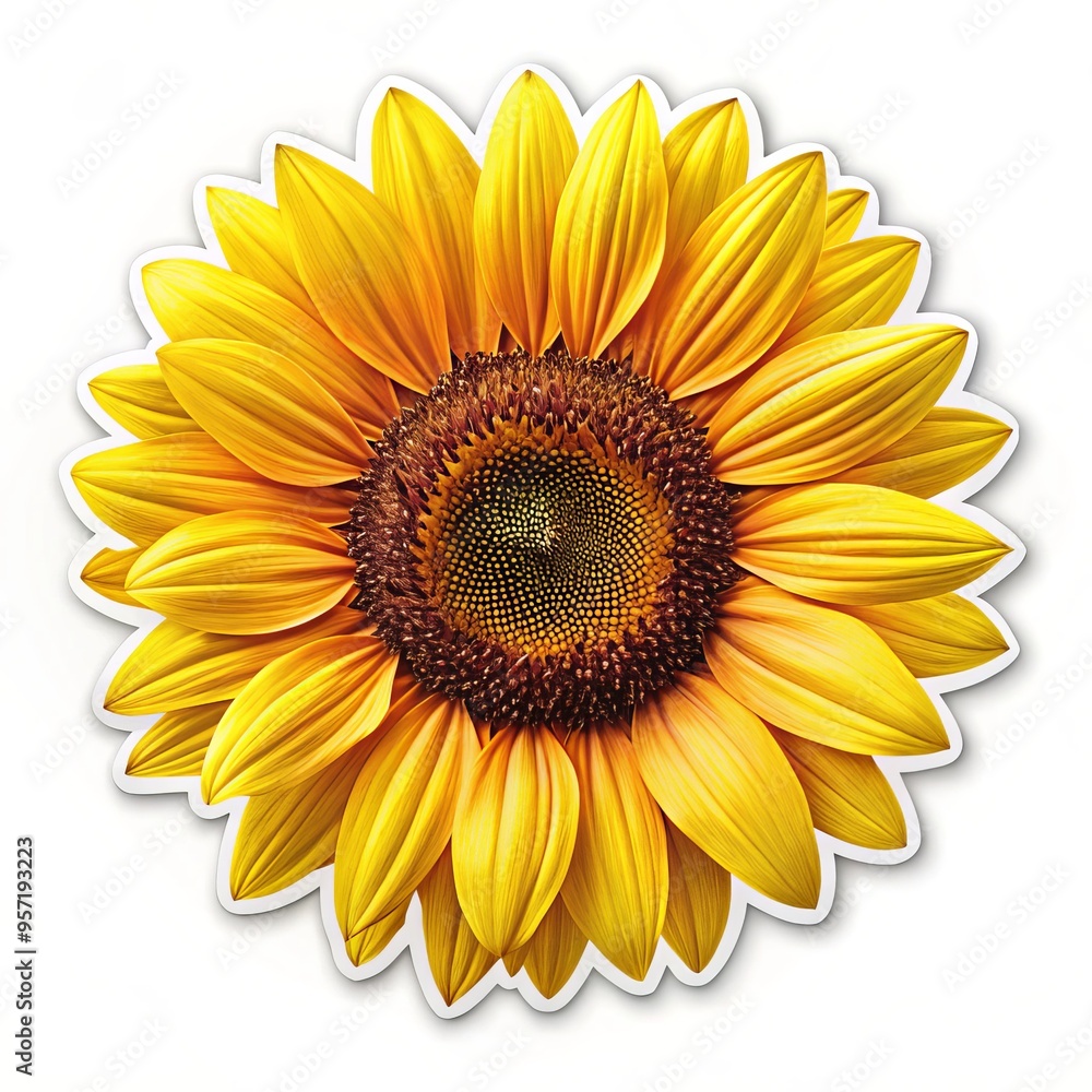 Fototapeta premium A Close-Up of a Sunflower with a Paper Cutout Effect, sunflower, flower, nature