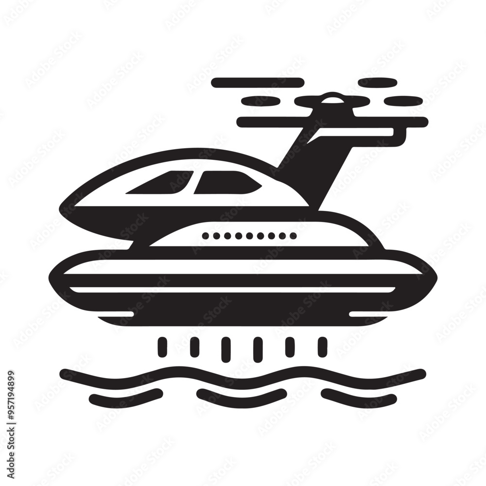 Unique Hovercraft Silhouette Vectors - Perfect for Any Design Project Unique Hovercraft Silhouette Vectors - Perfect for Any Design Project