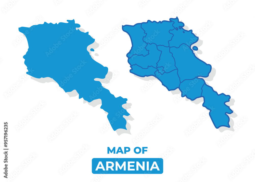 Vector Armenia map set simple flat illustration with borders of regions Vector Armenia map set simple flat illustration with borders of regions