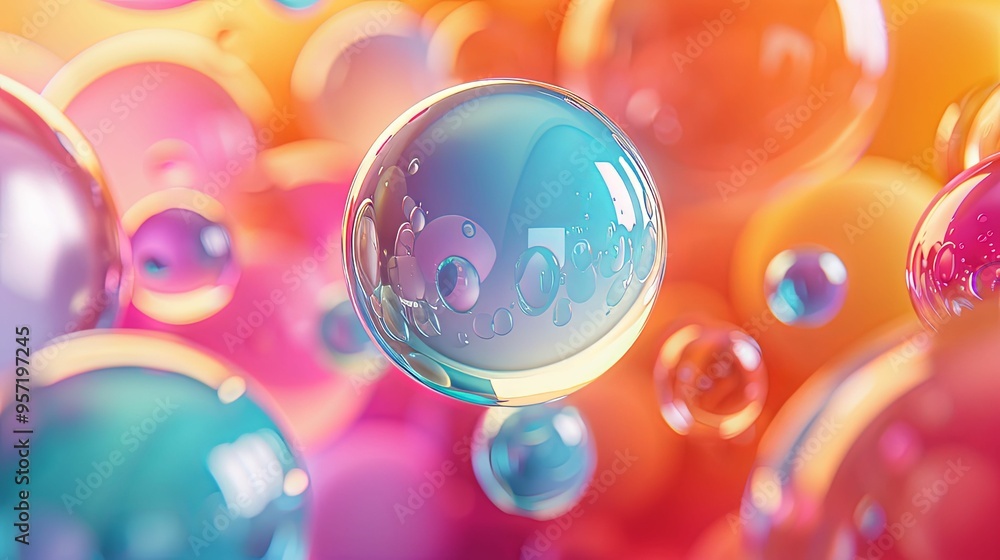 Abstract Colorful Spheres with Iridescent Highlights Abstract Colorful Spheres with Iridescent Highlights