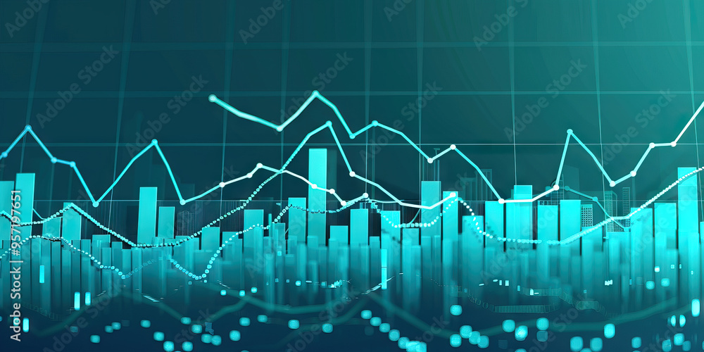Interest Rate Trend Chart in Energetic Teal - An energetic teal chart tracking interest rate trends, suggesting movement and dynamism.