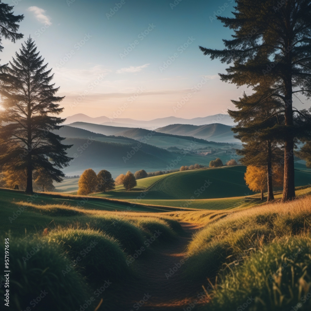 Fototapeta premium sunset in the mountains