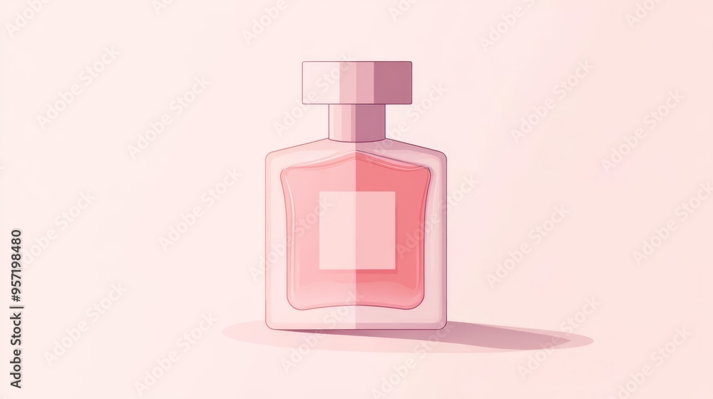 Elegant minimalist pink perfume bottle illustration with a soft shadow on a light background, perfect for beauty and fashion themes. Elegant minimalist pink perfume bottle illustration with a soft shadow on a light background, perfect for beauty and fashion themes.