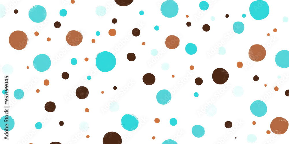 Brown and turquoise spots on a white background for modern decor and design Brown and turquoise spots on a white background for modern decor and design