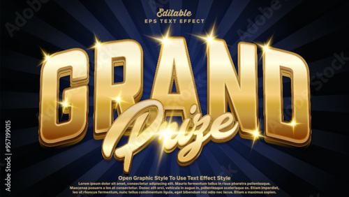 golden editable text effect. Grand price words theme style.