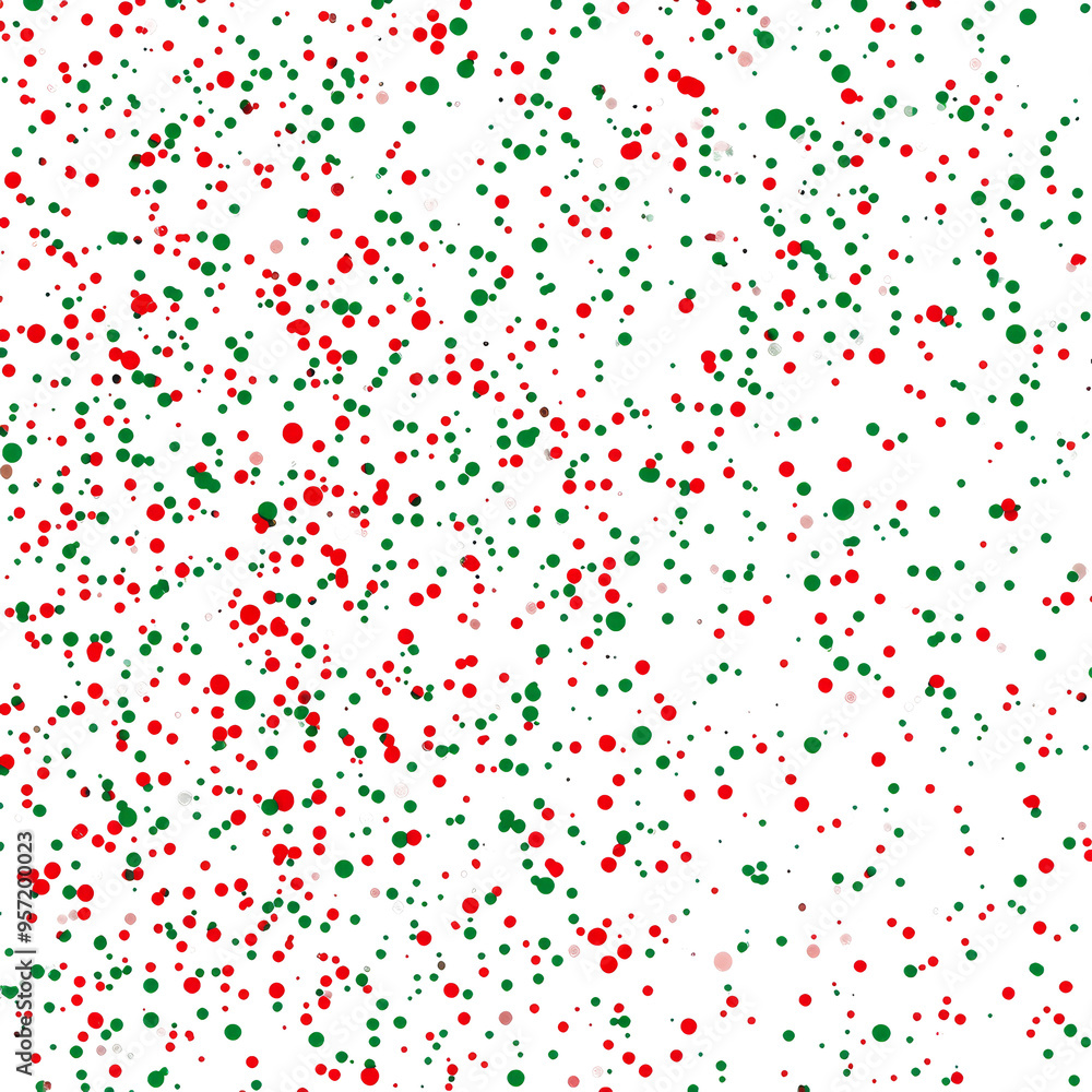 Fototapeta premium Colorful green and red small spots on a white background create a vibrant and festive texture