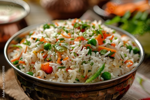 Classic vegetable pulav with seasoned basmati rice