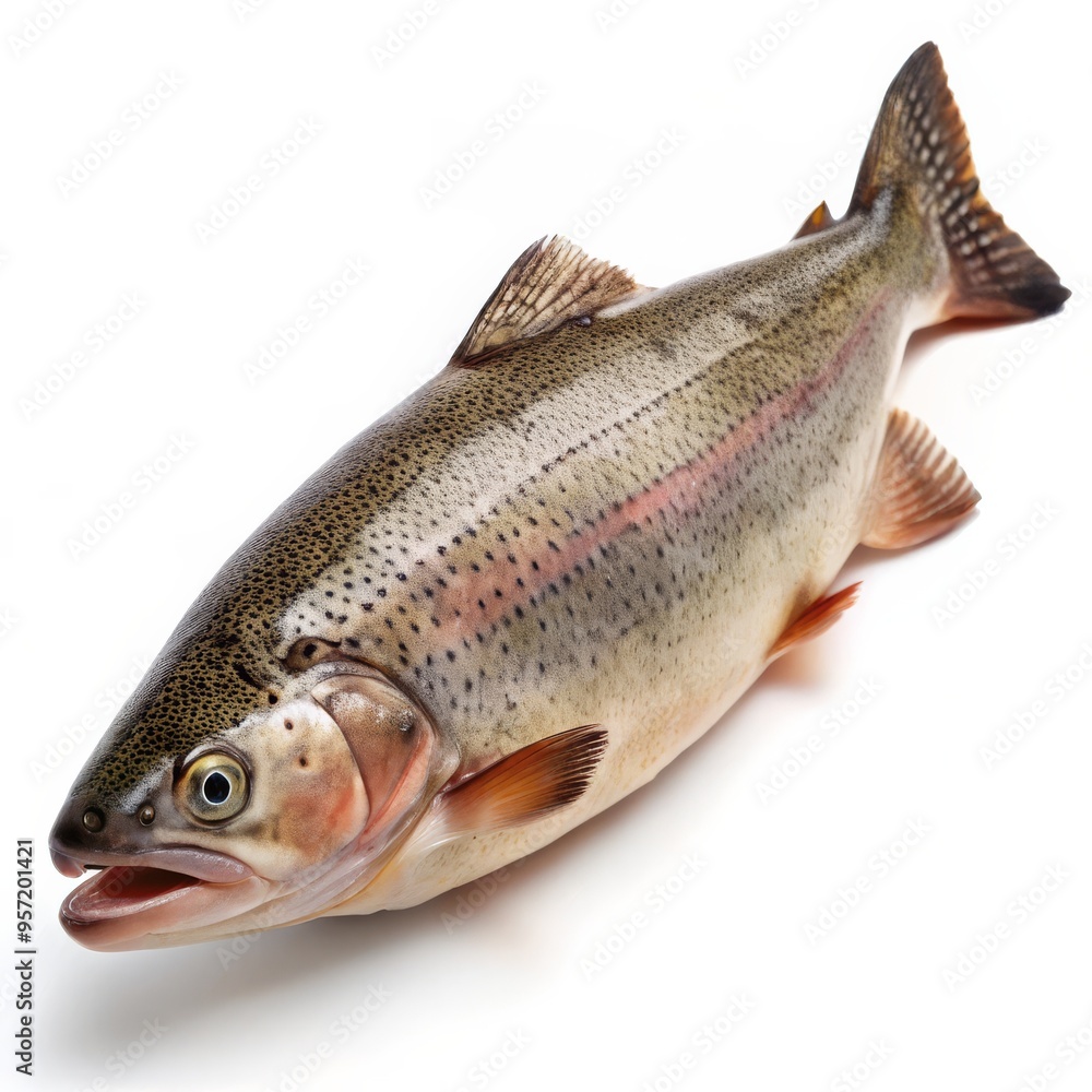 Fresh Rainbow Trout Isolated on White Background, fish, trout, salmon Fresh Rainbow Trout Isolated on White Background, fish, trout, salmon