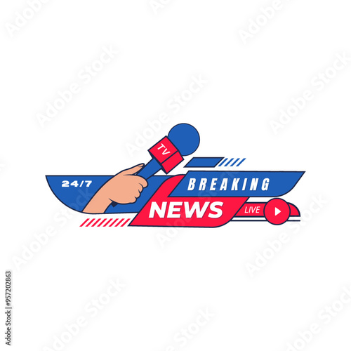 Blue and Red Abstract Breaking News And Politics Logo