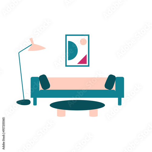 Living room flat icon. Furniture and interior design