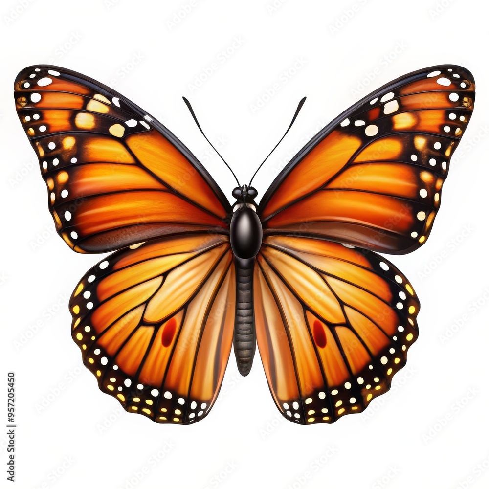 Fototapeta premium Monarch Butterfly Wings Isolated on White, 3D Render, High Resolution, Butterfly, Insect, Wildlife